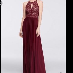 Morgan and Co lace keyhole burgundy dress